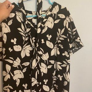 Floral black and white dress